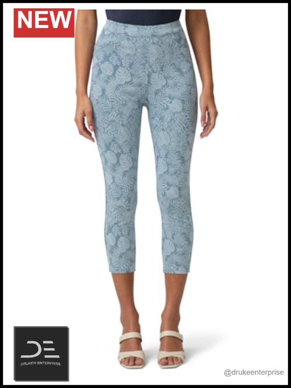Ultra Soft High Waist Denim Capri Leggings Skinny Fit